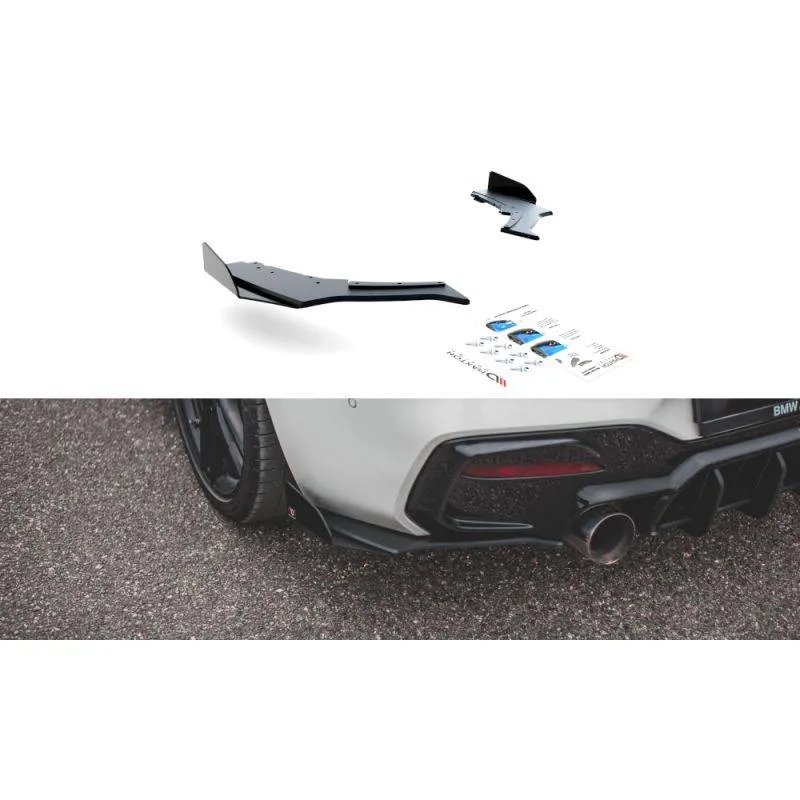 Maxton - Street Pro Lame Du Pare Chocs Arriere V.3 BMW 1 F20 M140i Noir + Rabats Brillant