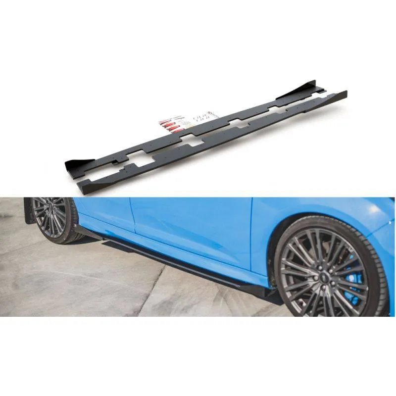 Maxton - Street Pro Rajouts Des Bas De Caisse Ford Focus RS Mk3 Noir + Rabats Brillant