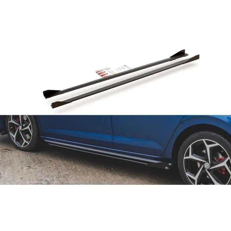 Maxton - Street Pro Rajouts Des Bas De Caisse Volkswagen Polo GTI Mk6 Noir-Rouge + Rabats Brillant