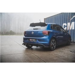 Maxton - Street Pro Diffuseur Arrière Complet Volkswagen Polo GTI Mk6 Noir-Rouge + Rabats Brillant