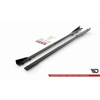 Maxton - Street Pro Rajouts Des Bas De Caisse Toyota GR Yaris Mk4 Noir-Rouge + Rabats Brillant