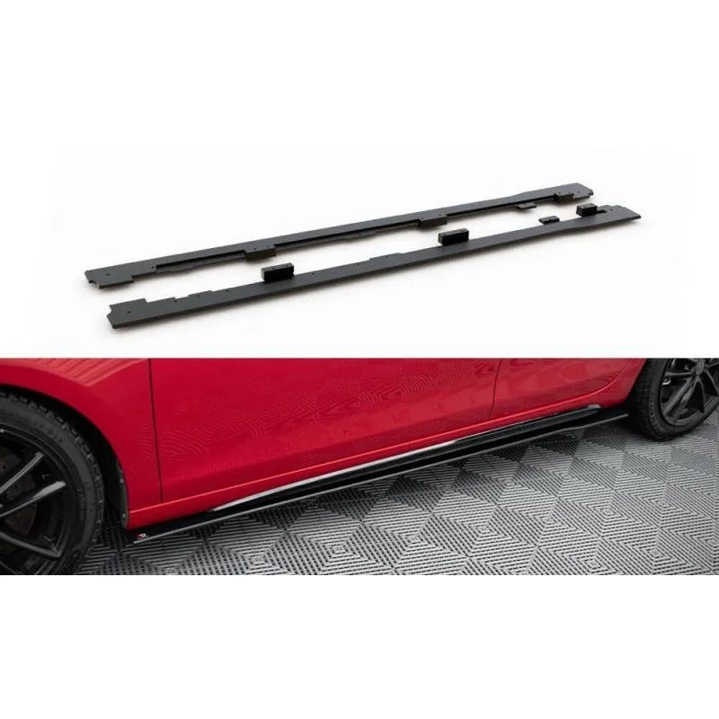 Maxton - Sports Durabilité Rajouts Des Bas De Caisse Volkswagen Golf GTI Mk6 Noir-Rouge