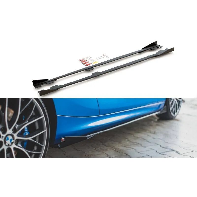 Maxton - Street Pro Rajouts Des Bas De Caisse BMW 1 F21 M135i / M140i / M-Pack Noir + Rabats Brillant