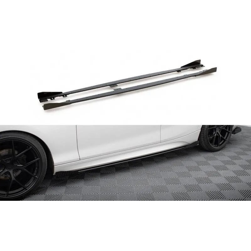 Maxton - Street Pro Rajouts Des Bas De Caisse V.2 BMW 1 F20 M135i / M140i / M-Pack Noir-Rouge + Rabats Brillant