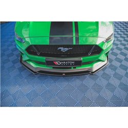 Maxton - Lame Du Pare-Chocs Avant V.2 + Ailerons Ford Mustang GT Noir Brillant