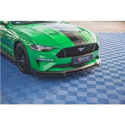 Maxton - Lame Du Pare-Chocs Avant V.2 + Ailerons Ford Mustang GT Noir Brillant