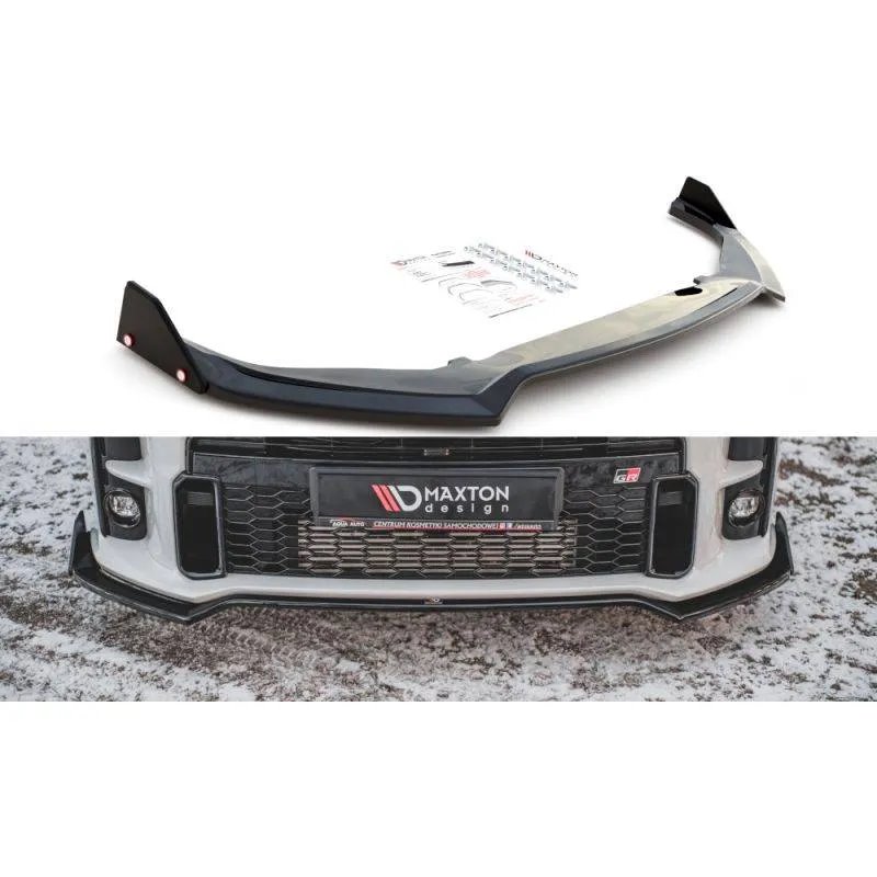 Maxton - Lame Du Pare-Chocs Avant V.3 + Ailerons Toyota GR Yaris Mk4 Noir Brillant