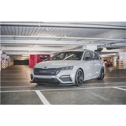 Maxton - Lame Du Pare-Chocs Avant V.2 + Ailerons Skoda Octavia RS Mk4 Noir Brillant