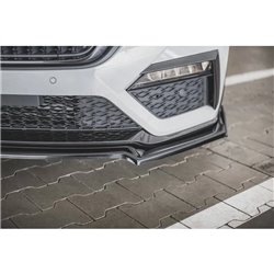 Maxton - Lame Du Pare-Chocs Avant V.2 + Ailerons Skoda Octavia RS Mk4 Noir Brillant