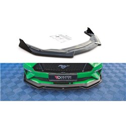 Maxton - Lame Du Pare-Chocs Avant V.1 + Ailerons Ford Mustang GT Mk6 Facelift Noir Brillant