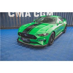 Maxton - Lame Du Pare-Chocs Avant V.1 + Ailerons Ford Mustang GT Mk6 Facelift Noir Brillant