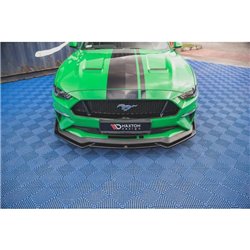 Maxton - Lame Du Pare-Chocs Avant V.1 + Ailerons Ford Mustang GT Mk6 Facelift Noir Brillant