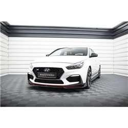 Maxton - Lame Du Pare-Chocs Avant V.6 + Ailerons Hyundai I30 N Mk3 Hatchback/Fastback Noir Brillant