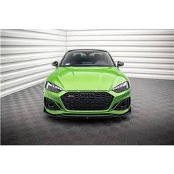 Maxton - Lame Du Pare-Chocs Avant V.1 + Ailerons Audi RS5 F5 Facelift Noir Brillant