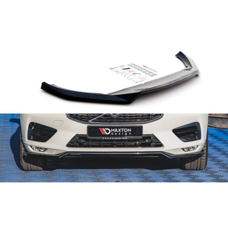 Maxton - Lame Du Pare-Chocs Avant V.1 Volvo XC60 Mk2 R-Design Noir Brillant