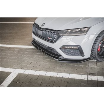 Maxton - Lame Du Pare-Chocs Avant V.1 Skoda Octavia RS Mk4 Noir Brillant