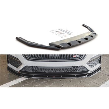 Maxton - Lame Du Pare-Chocs Avant V.3 Skoda Octavia RS Mk4 Noir Brillant