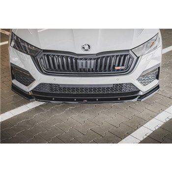 Maxton - Lame Du Pare-Chocs Avant V.3 Skoda Octavia RS Mk4 Noir Brillant