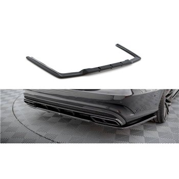 Maxton - Arriere Splitter (avec une barre verticale) Mercedes-Benz E63 AMG Sedan W212 Facelift Noir Brillant