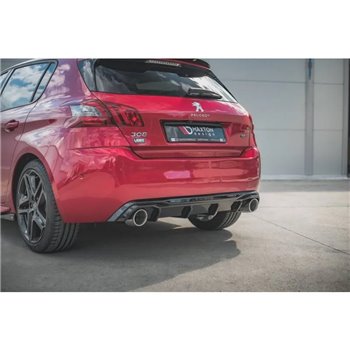 Maxton - Rajout Du Pare-Chocs Arriere + Faux Pot D'échappement Peugeot 308 GT Mk2 Facelift Noir Brillant \ Chrome