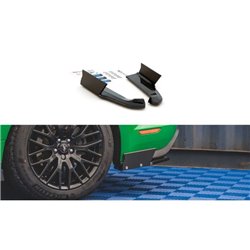 Maxton - Lames De Pare-Chocs Arrière Latérales V.1 + Ailerons Ford Mustang GT Mk6 Facelift Noir Brillant