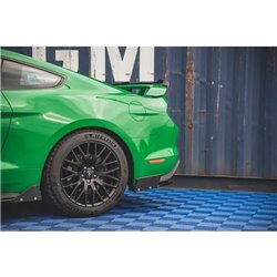 Maxton - Lames De Pare-Chocs Arrière Latérales V.1 + Ailerons Ford Mustang GT Mk6 Facelift Noir Brillant