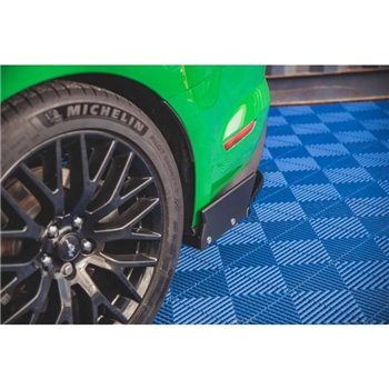 Maxton - Lames De Pare-Chocs Arrière Latérales V.1 + Ailerons Ford Mustang GT Mk6 Facelift Noir Brillant