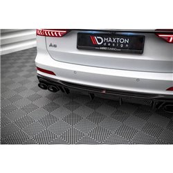 Maxton - Rajout Du Pare-Chocs Arriere + Faux Pot D'échappement Audi A6 S-Line / S6 C8 / C8 Facelift Noir Brillant \ Chrome
