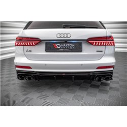 Maxton - Rajout Du Pare-Chocs Arriere + Faux Pot D'échappement Audi A6 S-Line / S6 C8 / C8 Facelift Noir Brillant \ Chrome
