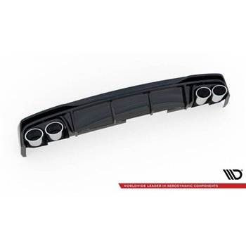 Maxton - Rajout Du Pare-Chocs Arriere + Faux Pot D'échappement Audi A6 S-Line / S6 C8 / C8 Facelift Noir Brillant \ Chrome