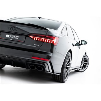 Maxton - Lames De Pare-Chocs Arrière Latérales Audi A6 S-Line / S6 C8 / C8 Facelift Noir Brillant