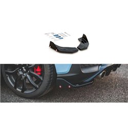 Maxton - Lames De Pare-Chocs Arrière Latéraless V.7 + Ailerons Hyundai I30 N Mk3 Hatchback Noir Brillant