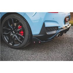 Maxton - Lames De Pare-Chocs Arrière Latéraless V.7 + Ailerons Hyundai I30 N Mk3 Hatchback Noir Brillant
