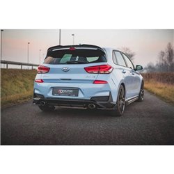 Maxton - Lames De Pare-Chocs Arrière Latéraless V.7 + Ailerons Hyundai I30 N Mk3 Hatchback Noir Brillant