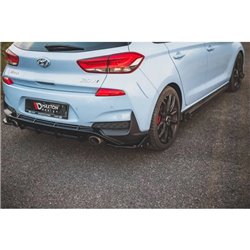 Maxton - Lames De Pare-Chocs Arrière Latéraless V.7 + Ailerons Hyundai I30 N Mk3 Hatchback Noir Brillant