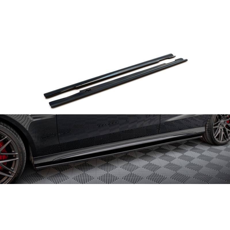 Maxton - Rajouts Des Bas De Caisse Mercedes-Benz E63 AMG / AMG-Line Sedan W212 Facelift Noir Brillant
