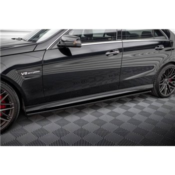 Maxton - Rajouts Des Bas De Caisse Mercedes-Benz E63 AMG / AMG-Line Sedan W212 Facelift Noir Brillant