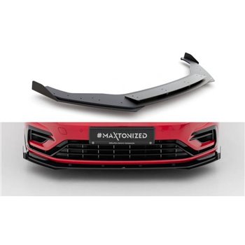 Maxton - Street Pro Lame Du Pare-Chocs Avant Volkswagen Golf R / R-Line Mk7 Facelift Noir-Rouge + Rabats Brillant
