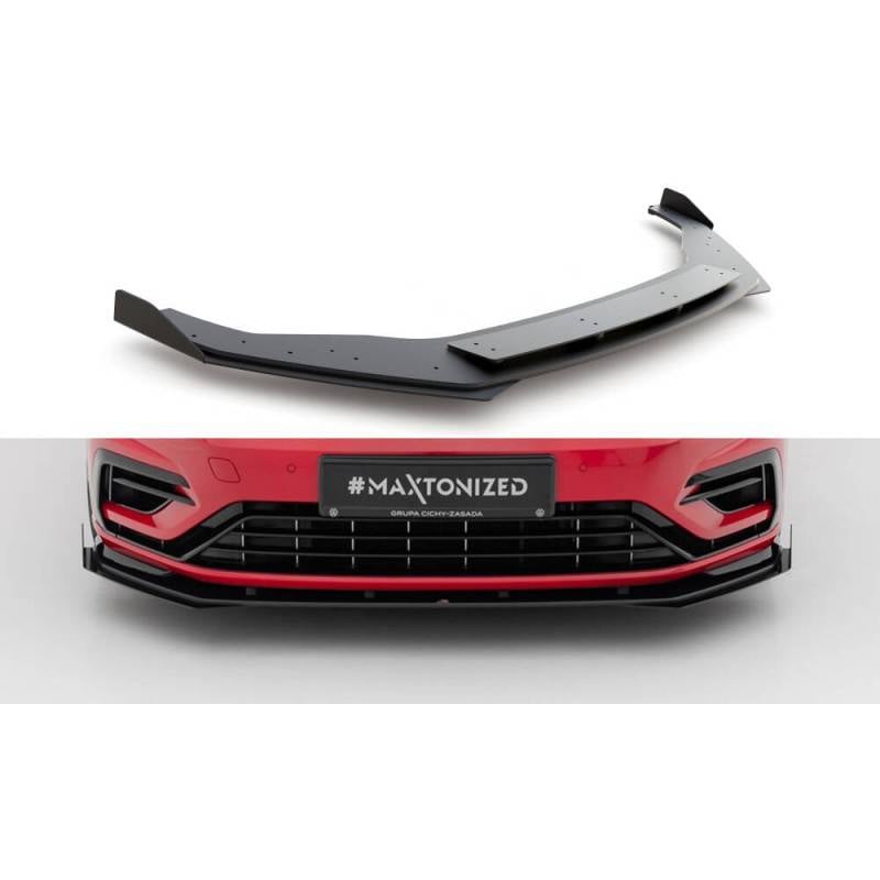 Maxton - Street Pro Lame Du Pare-Chocs Avant Volkswagen Golf R / R-Line Mk7 Facelift Noir-Rouge + Rabats Brillant