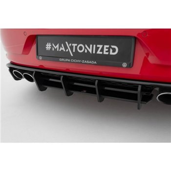 Maxton - Street Pro Central Diffuseur Arriere Volkswagen Golf R Mk7 Facelift Noir-Rouge