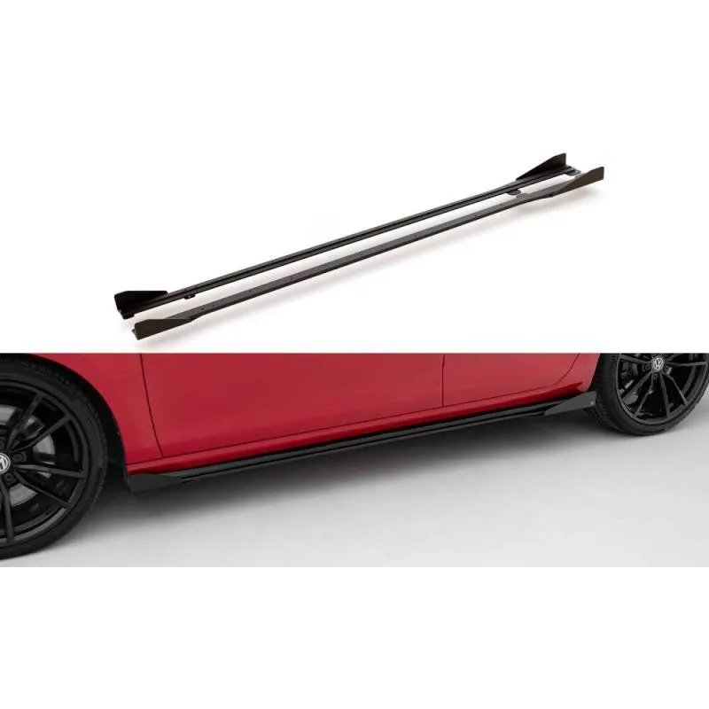 Maxton - Street Pro Rajouts Des Bas De Caisse Volkswagen Golf R / R-Line Mk7 Facelift Noir-Rouge + Rabats Brillant