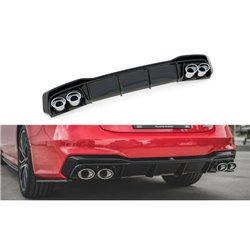 Maxton - Rajout Du Pare-Chocs Arriere + Faux Pot D'échappement Audi A7 S-Line C8 / S7 C8 / C8 Facelift / S7 Facelift Noir Brilla