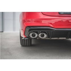Maxton - Rajout Du Pare-Chocs Arriere + Faux Pot D'échappement Audi A7 S-Line C8 / S7 C8 / C8 Facelift / S7 Facelift Noir Brilla