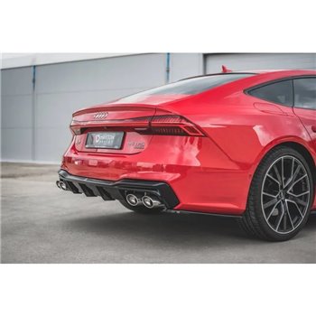 Maxton - Rajout Du Pare-Chocs Arriere + Faux Pot D'échappement Audi A7 S-Line C8 / S7 C8 / C8 Facelift / S7 Facelift Noir Brilla