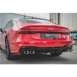 Maxton - Rajout Du Pare-Chocs Arriere + Faux Pot D'échappement Audi A7 S-Line C8 / S7 C8 / C8 Facelift / S7 Facelift Noir Brilla