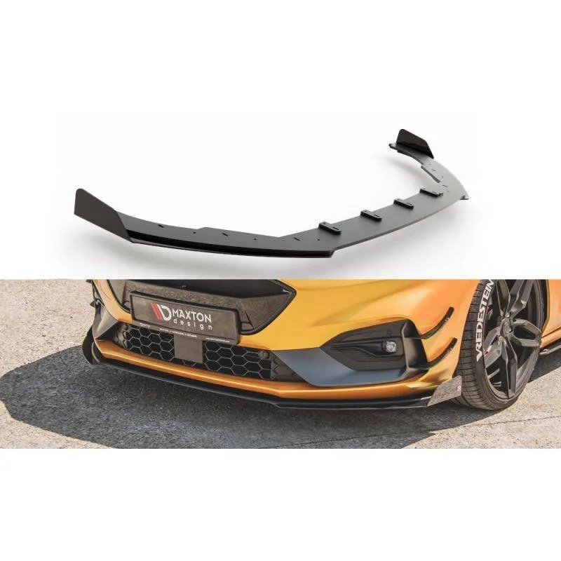 Maxton - Street Pro Lame Du Pare-Chocs Avant Ford Focus ST / ST-Line Mk4 Noir-Rouge + Rabats Brillant