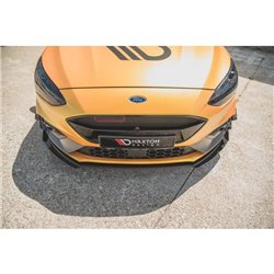 Maxton - Street Pro Lame Du Pare-Chocs Avant Ford Focus ST / ST-Line Mk4 Noir-Rouge + Rabats Brillant