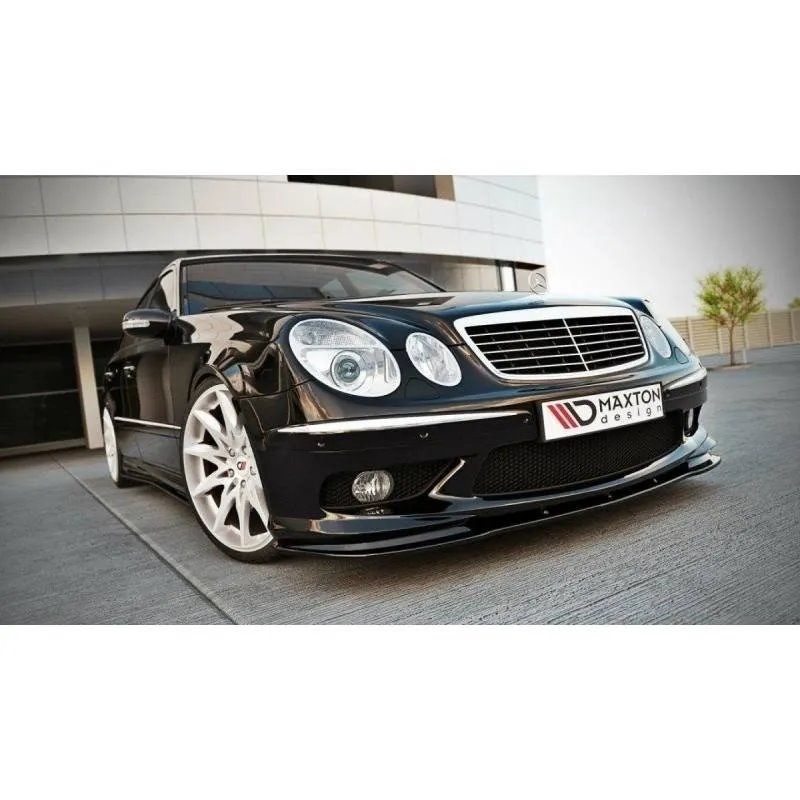 Maxton - LAME DU PARE-CHOCS AVANT MERCEDES E W211 AMG AVANT FACELIFT Noir Brillant