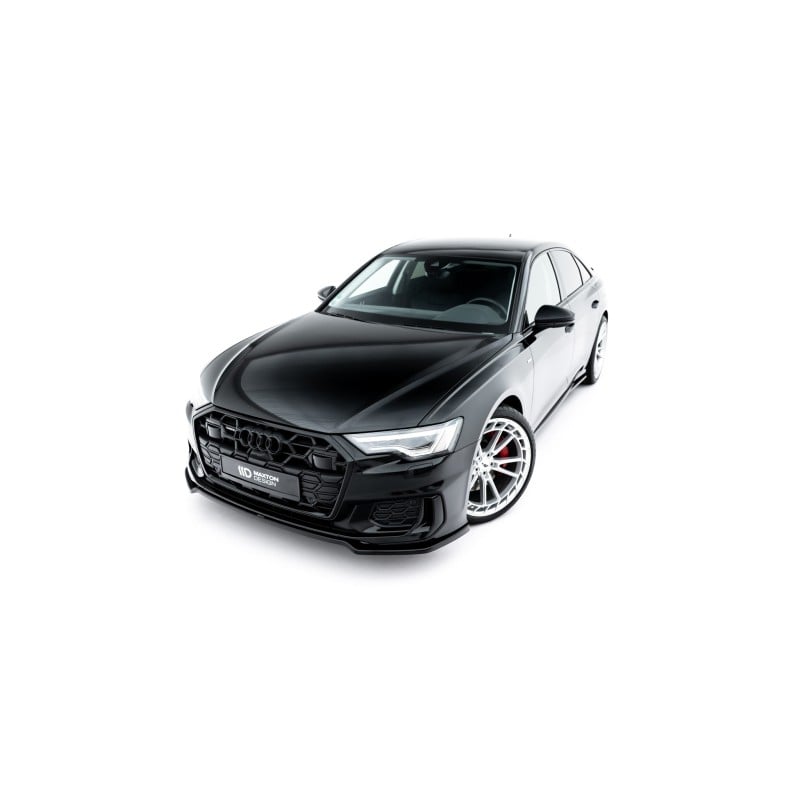 Maxton - Lame Du Pare-Chocs Avant V.2 Audi A6 S-Line / S6 C8 / C8 Facelift Noir Brillant