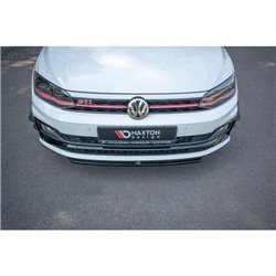Maxton - Lame Du Pare-Chocs Avant V.4 Volkswagen Polo GTI / R-line Mk6 Noir Brillant